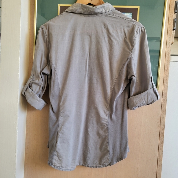 Sheer Silt color Slub Side Panel Shirt button up - Picture 4 of 15